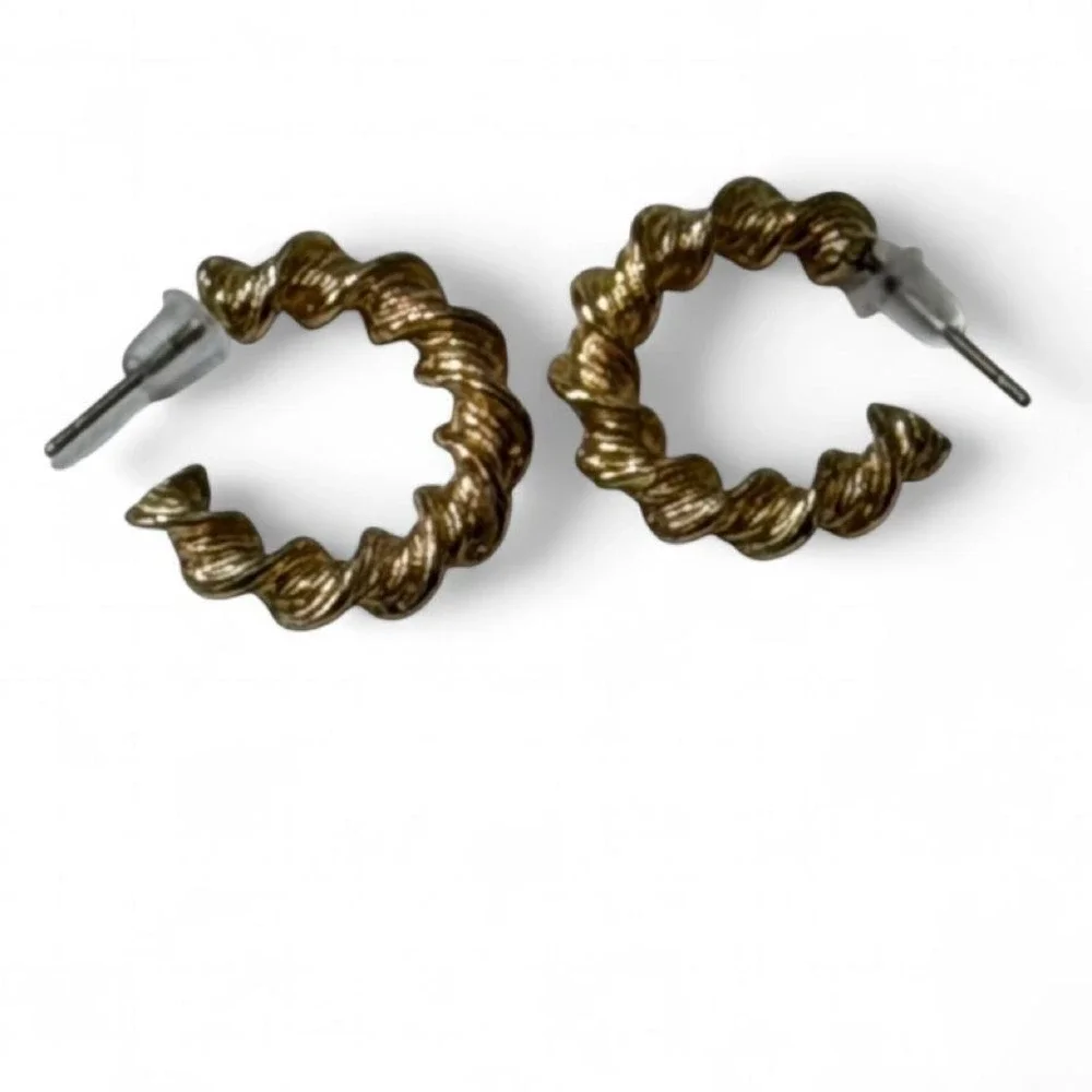 Gold Tone Twisted‎ Rope Hoop Earrings